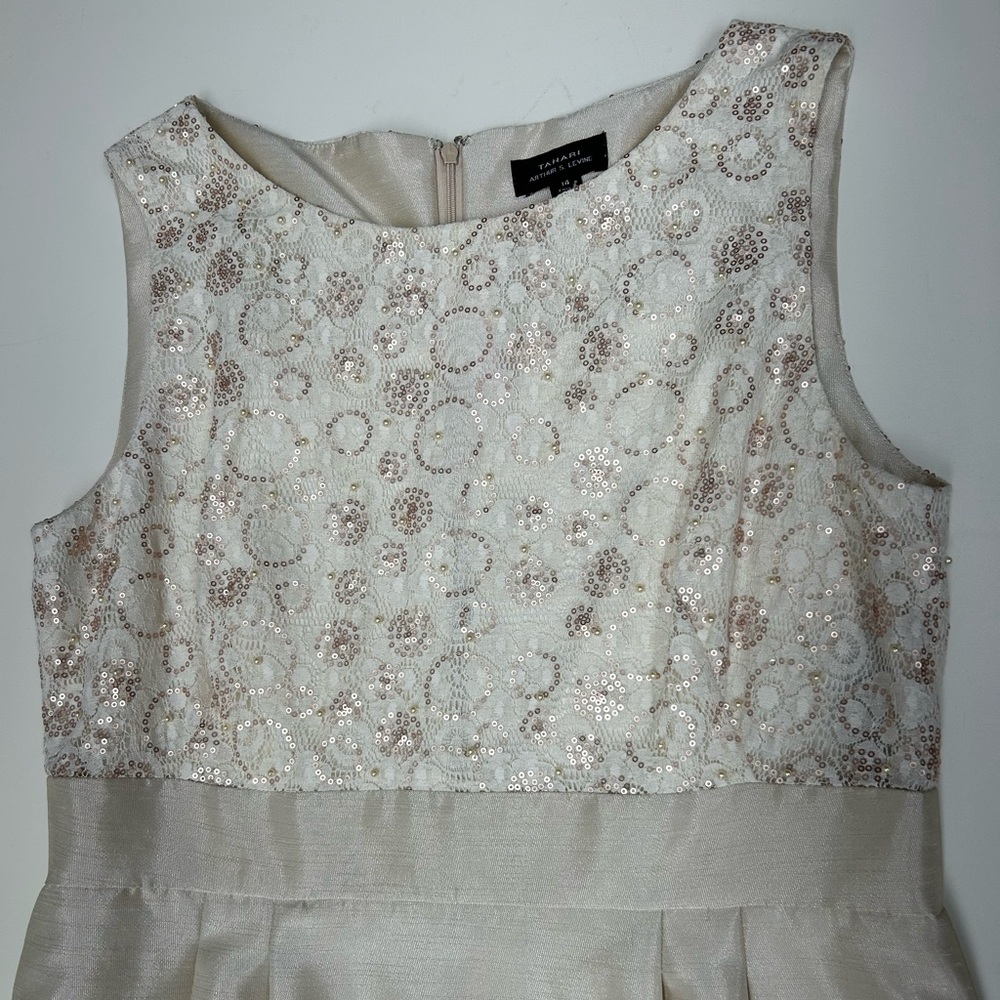 Tahari Cream Textured Sleeveless Dress - Picture 3 of 6